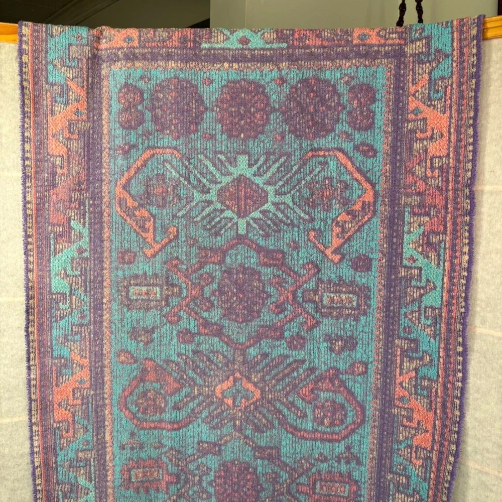 Ralph Lauren Cotton Towel Southwestern Aztec Tribal Purple Teal Pink 48x27 VTG